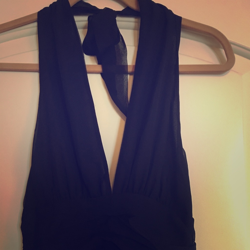 100% silk backless halter dress